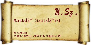 Matkó Szilárd névjegykártya